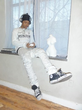 BabyGothK Quarante collection photoshoot, white longsleeve